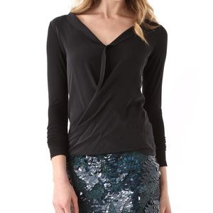 Theory Blouse Women's Large Black Silk Cotton Blen